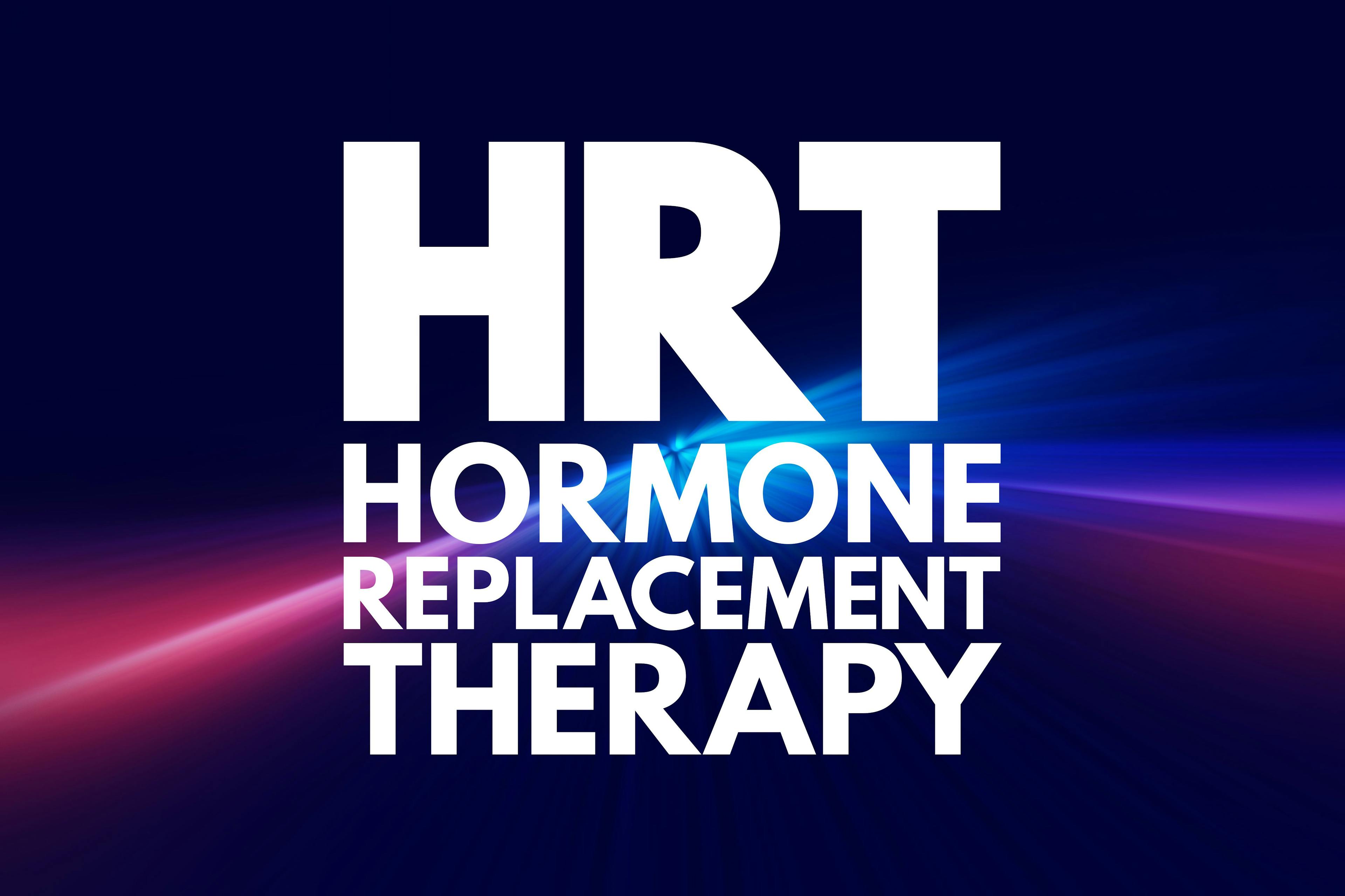 HRT in white with hormone replacement therapy written underneath | Image credit: @ dizain stock.adobe.com 