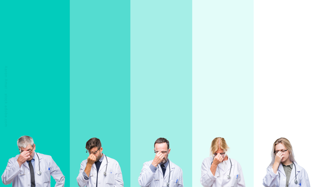 Group of stressed doctors