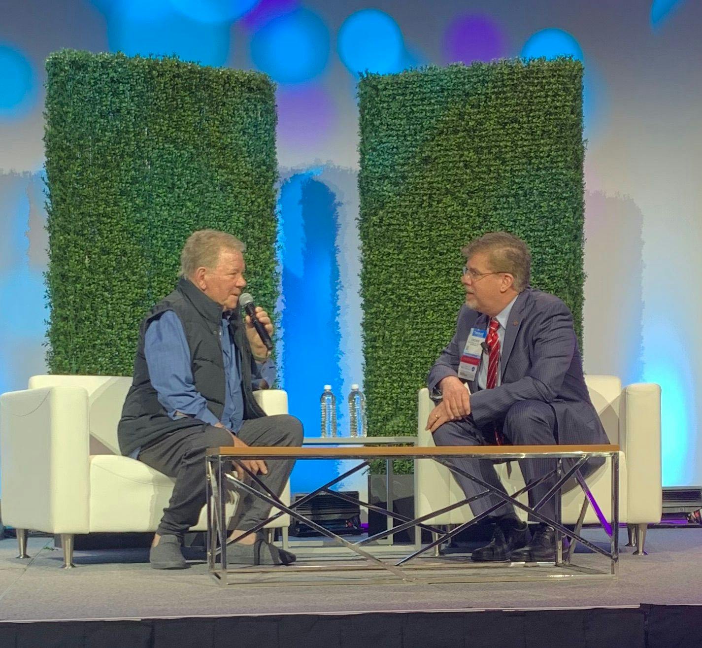 
"Star Trek" star William Shatner (left) speaks with Terrence A. Cronin Jr., president of the American Academy of Dermatology.