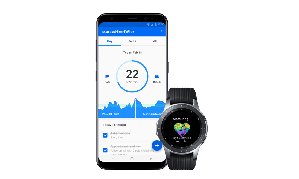 Samsung watch and phone