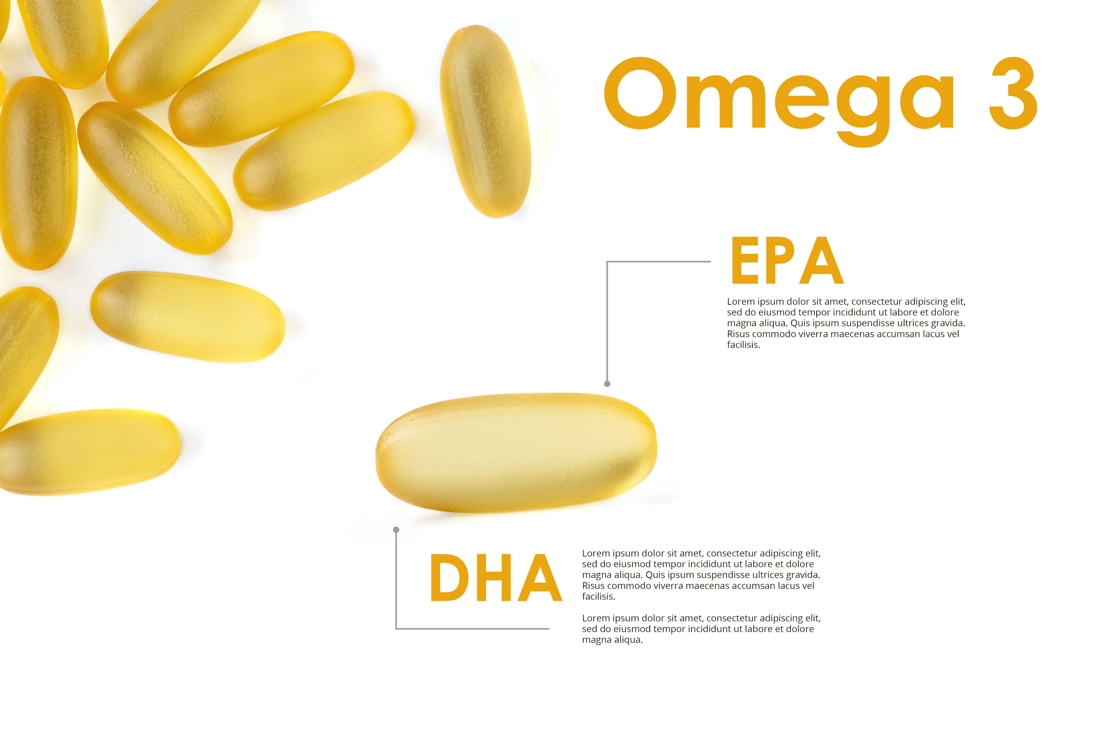omega-3 capsules with DHA and EPA shown | Image credit: ©Svetlana Sotnikova stock.adobe.com