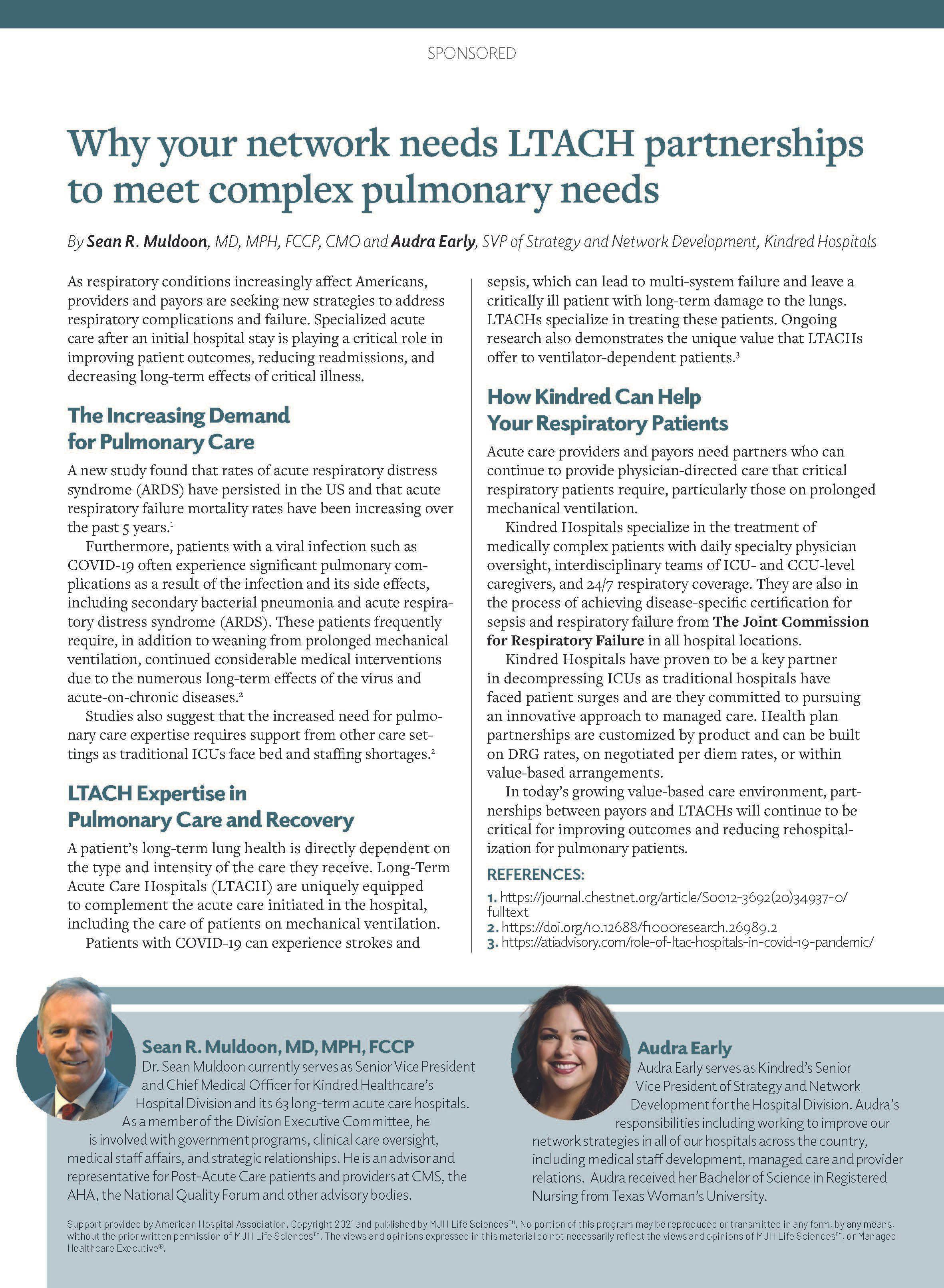 Advertorial: Why Your Network Needs LTACH Partnerships to Meet Complex Pulmonary Needs